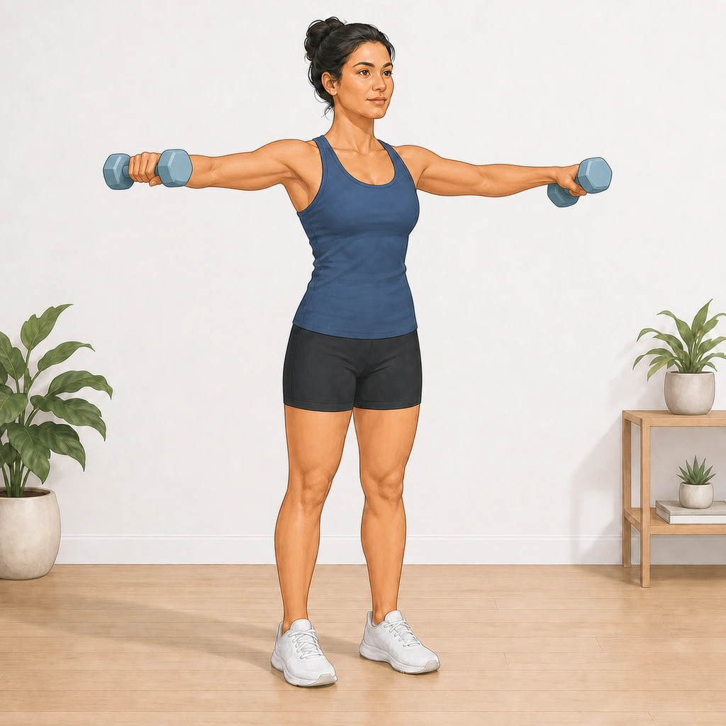 Dumbbell Lateral Raise - Step 3 of 5: Keep slight bend in elbows throughout