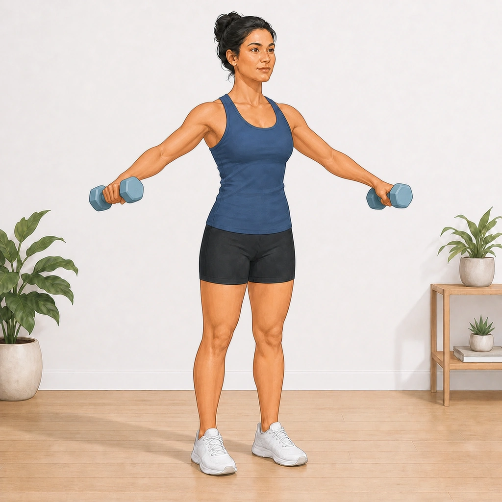 Dumbbell Lateral Raise - Step 4 of 5: Lower slowly with control
