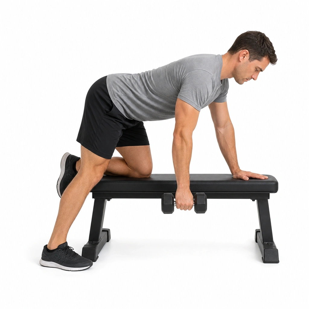 Dumbbell Row - Supported - Step 4 of 7: Squeeze shoulder blade at top
