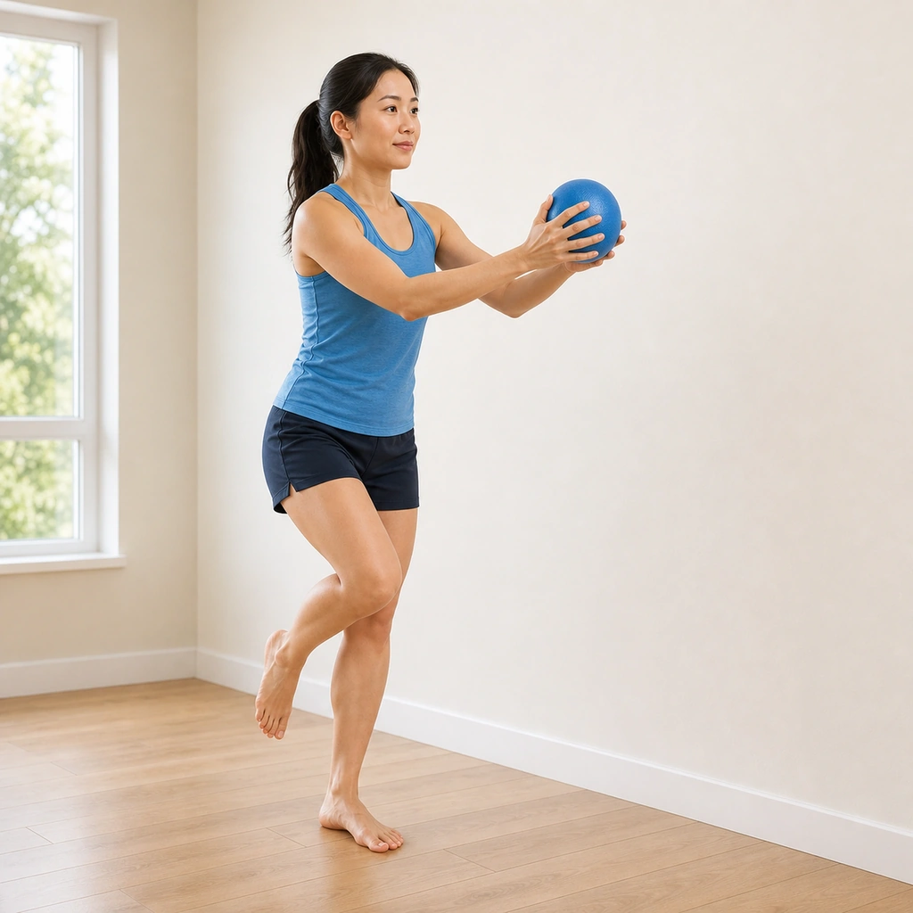 Dynamic Balance with Ball Toss - Step 3 of 6: Catch the ball without losing balance