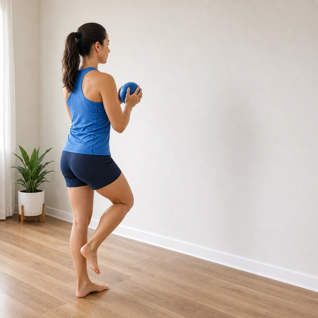 Dynamic Balance with Ball Toss - Step 6 of 6: Complete reps, then switch legs