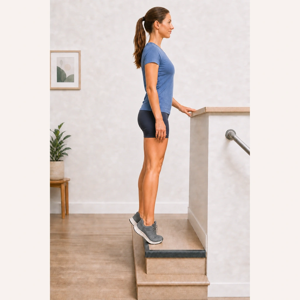 Eccentric Calf Lower (Step) - Step 6 of 6: Repeat on the same leg or alternate
