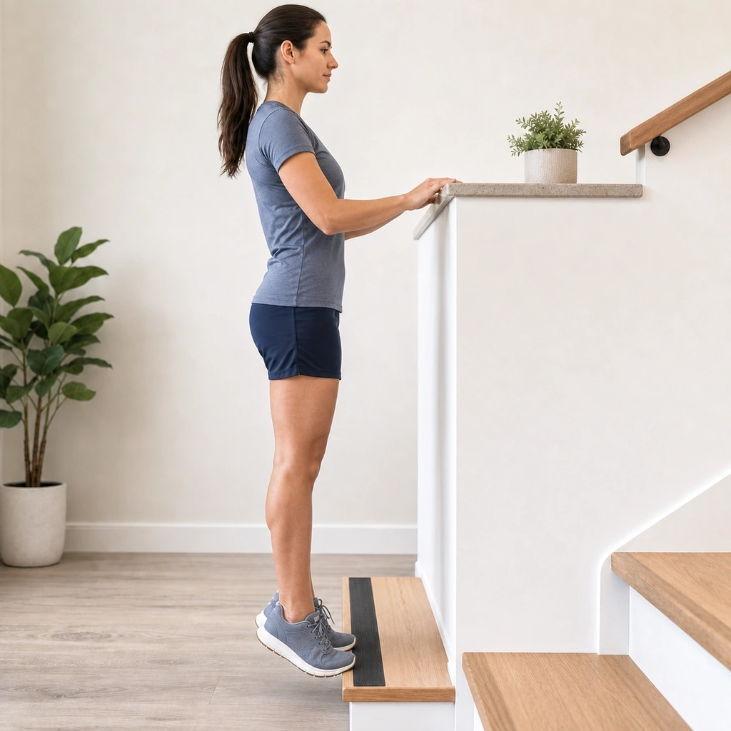 Eccentric Calf Lowers - Step 2 of 5: Shift weight onto one foot