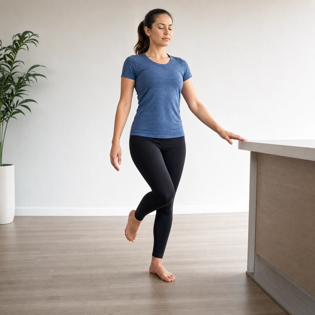Eyes Closed Single-Leg Balance - Step 4 of 6: Maintain balance as long as possible