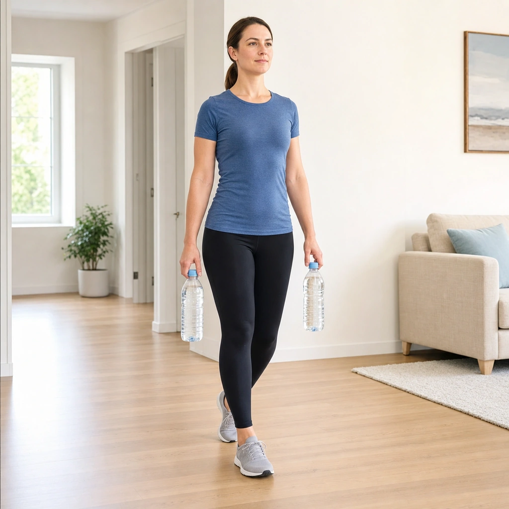 Farmer Carry (Posture Walk) - Step 3 of 5: Shoulders stay down, not shrugged