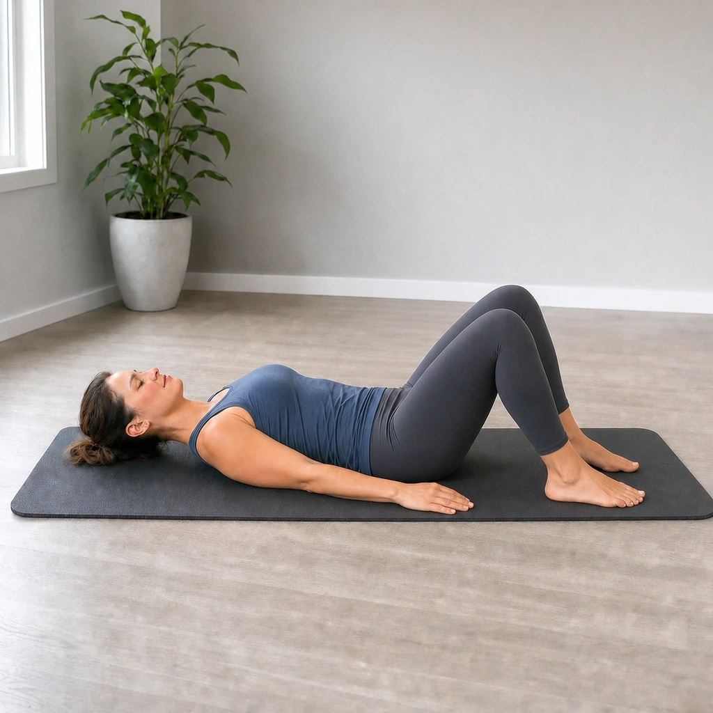 Figure-4 Rock (Supine) - Step 4 of 4: Breathe deeply and relax into stretch
