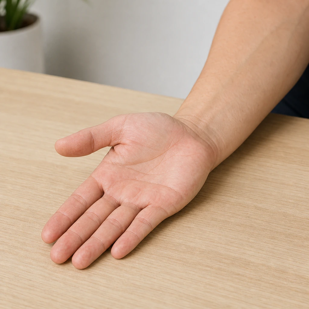 Finger Bends (Hook Fist to Full Fist) - Step 4 of 4: Straighten all fingers back to start