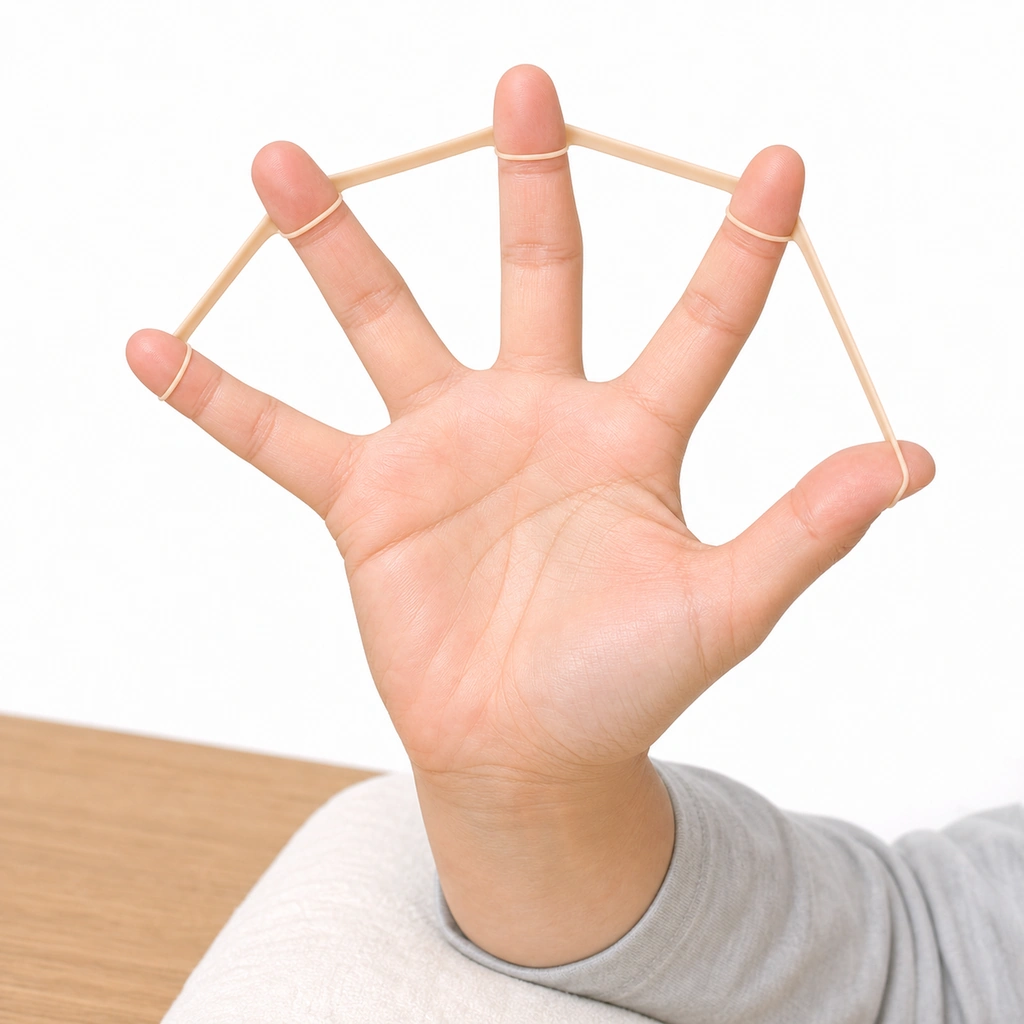 Finger Extension with Band - Step 2 of 5: Push outward against resistance