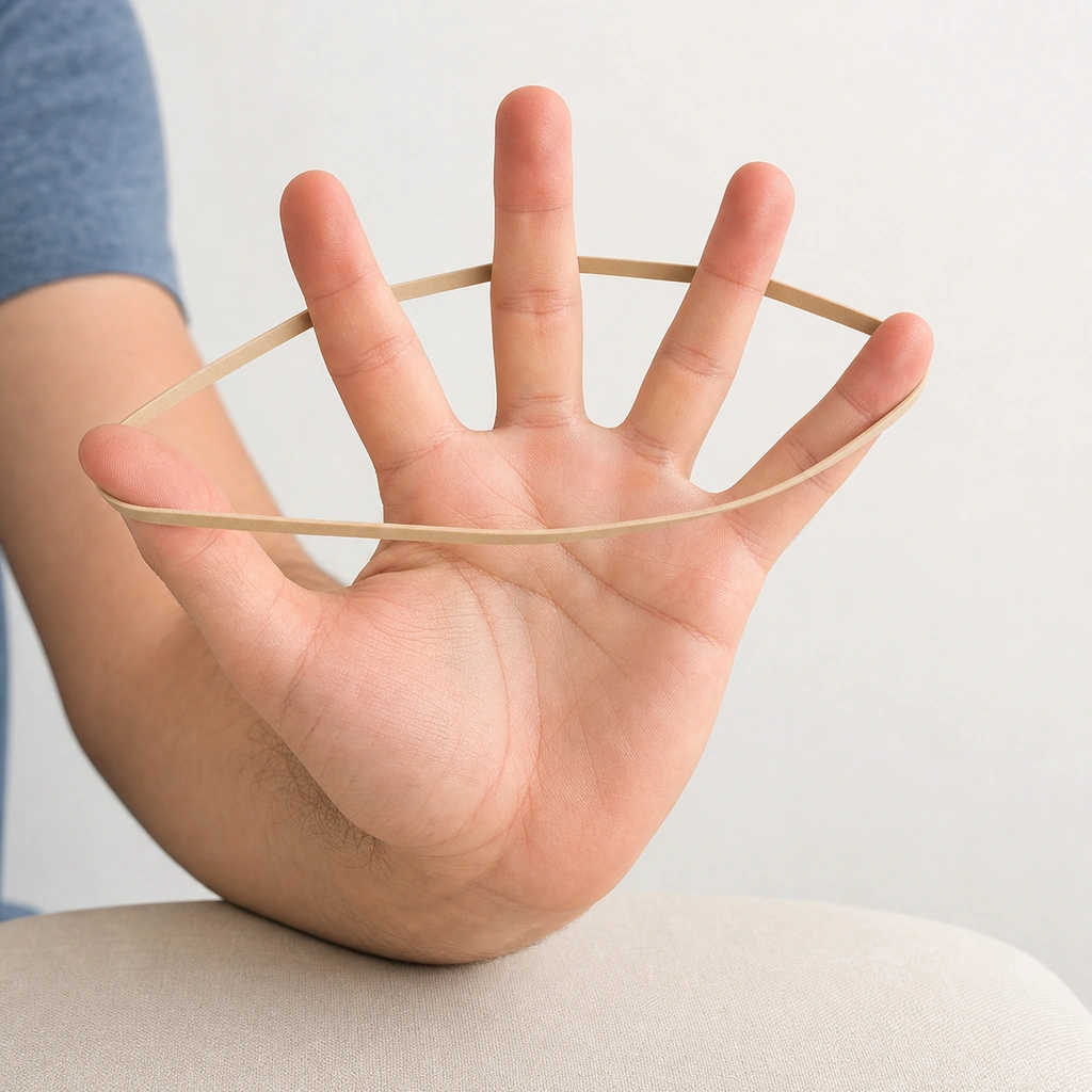 Finger Extension with Band - Step 3 of 5: Hold open position for 1-2 seconds