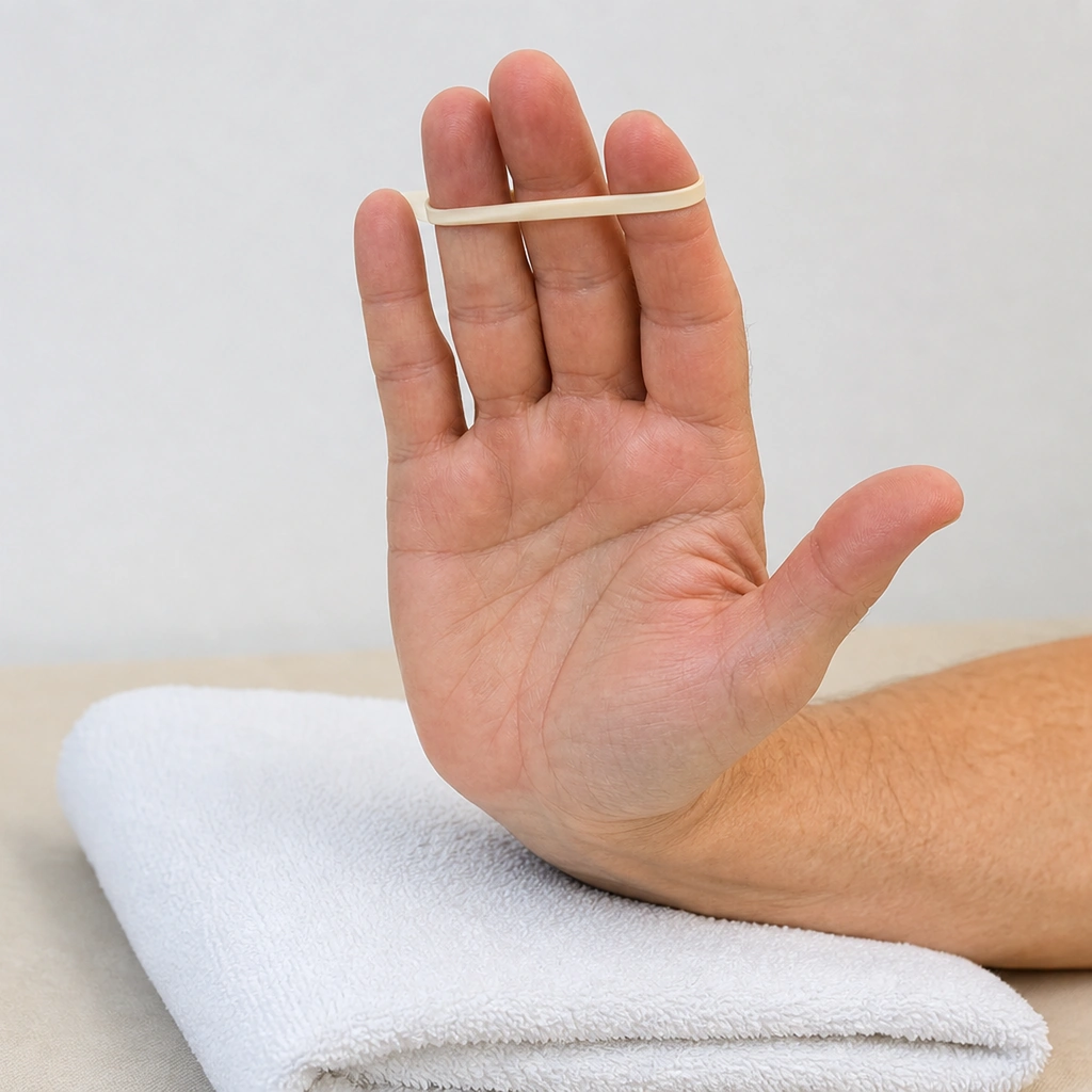 Finger Extension with Band - Step 4 of 5: Slowly let fingers come back together