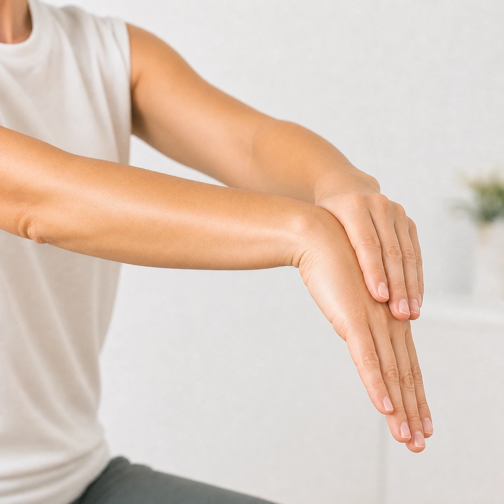 Finger Extensor Stretch (Gentle) - Step 3 of 5: Feel stretch on top of forearm and back of hand