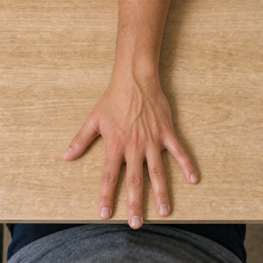 Finger Flexor Stretch (Table) - Step 5 of 5: Return to start