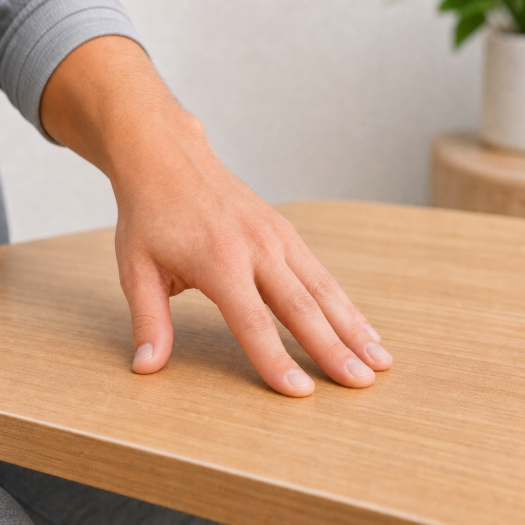 Finger Press into Table (Isometric) - Step 3 of 5: Hold for 5 seconds