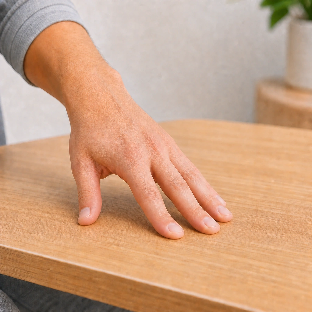 Finger Press into Table (Isometric) - Step 5 of 5: Repeat