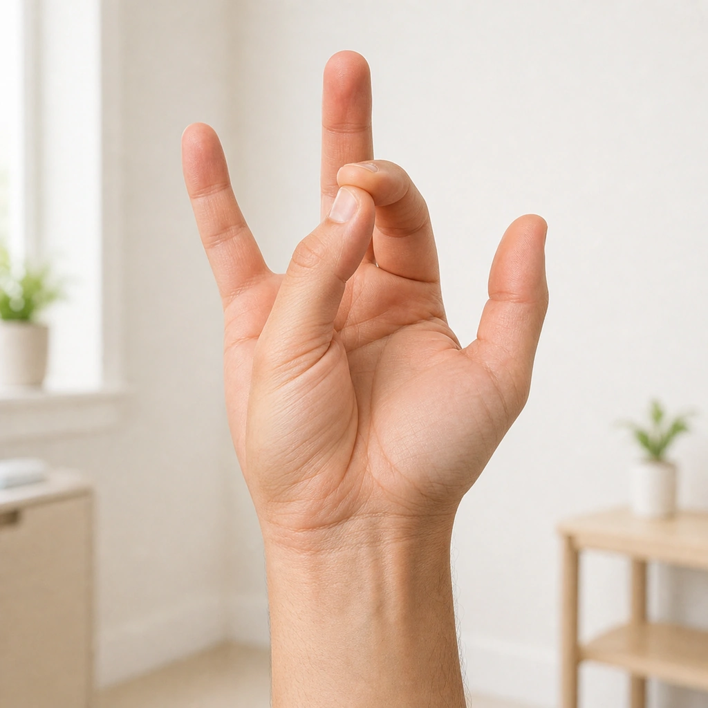 Finger Taps (Speed Drill) - Step 2 of 5: Immediately tap thumb to middle fingertip