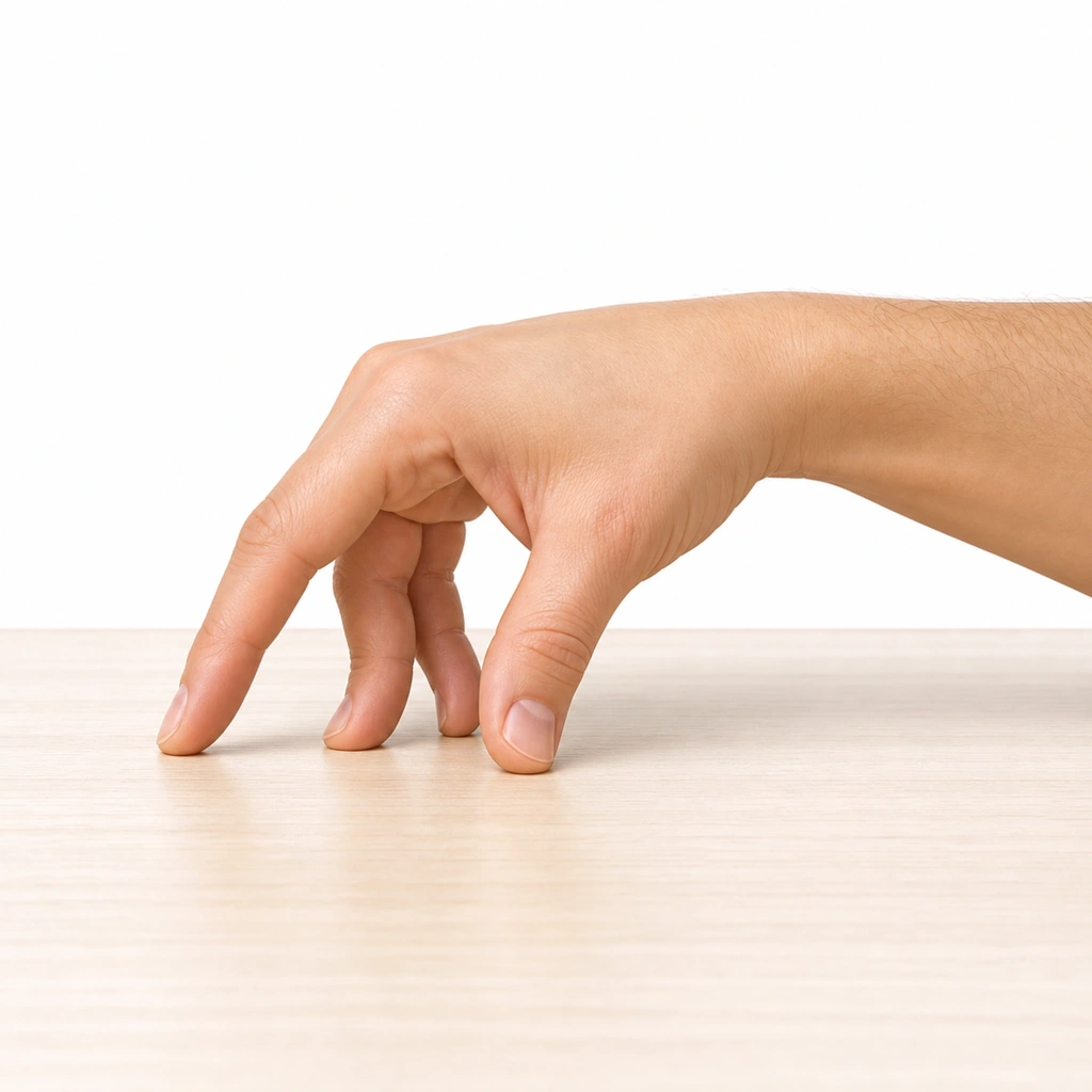Finger Walking (Table) - Step 2 of 5: Follow with middle, ring, pinky, thumb
