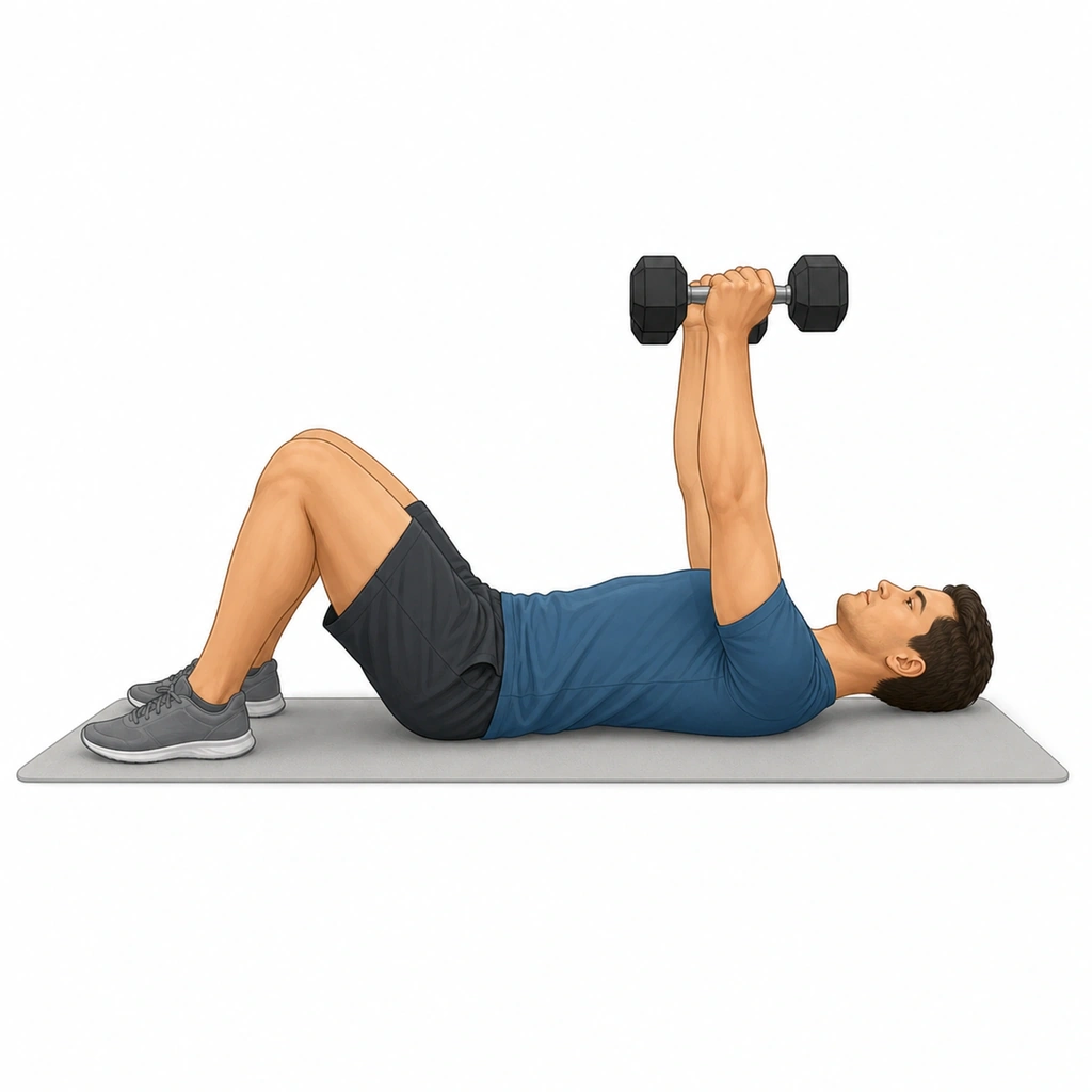 Floor Press - Step 3 of 4: Press dumbbells back up to start