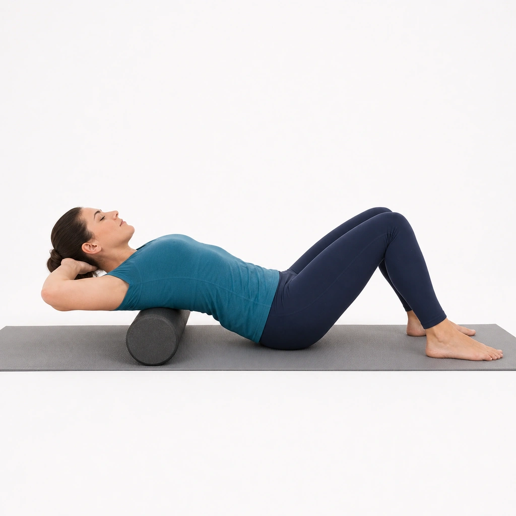 Foam Roller Thoracic Extension - Step 3 of 6: Let your head drop back slightly