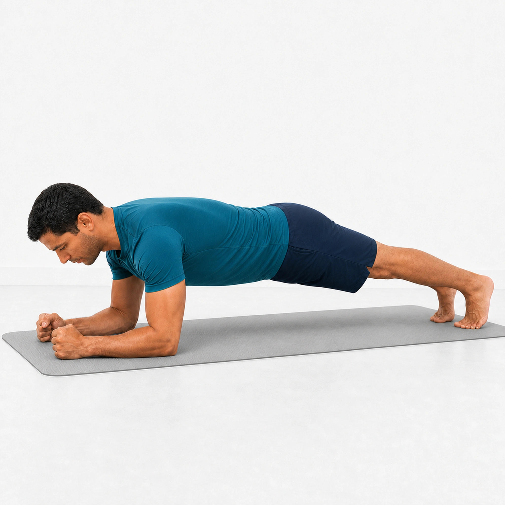 Front Plank (Forearm Plank) - Step 4 of 6: Squeeze your glutes slightly