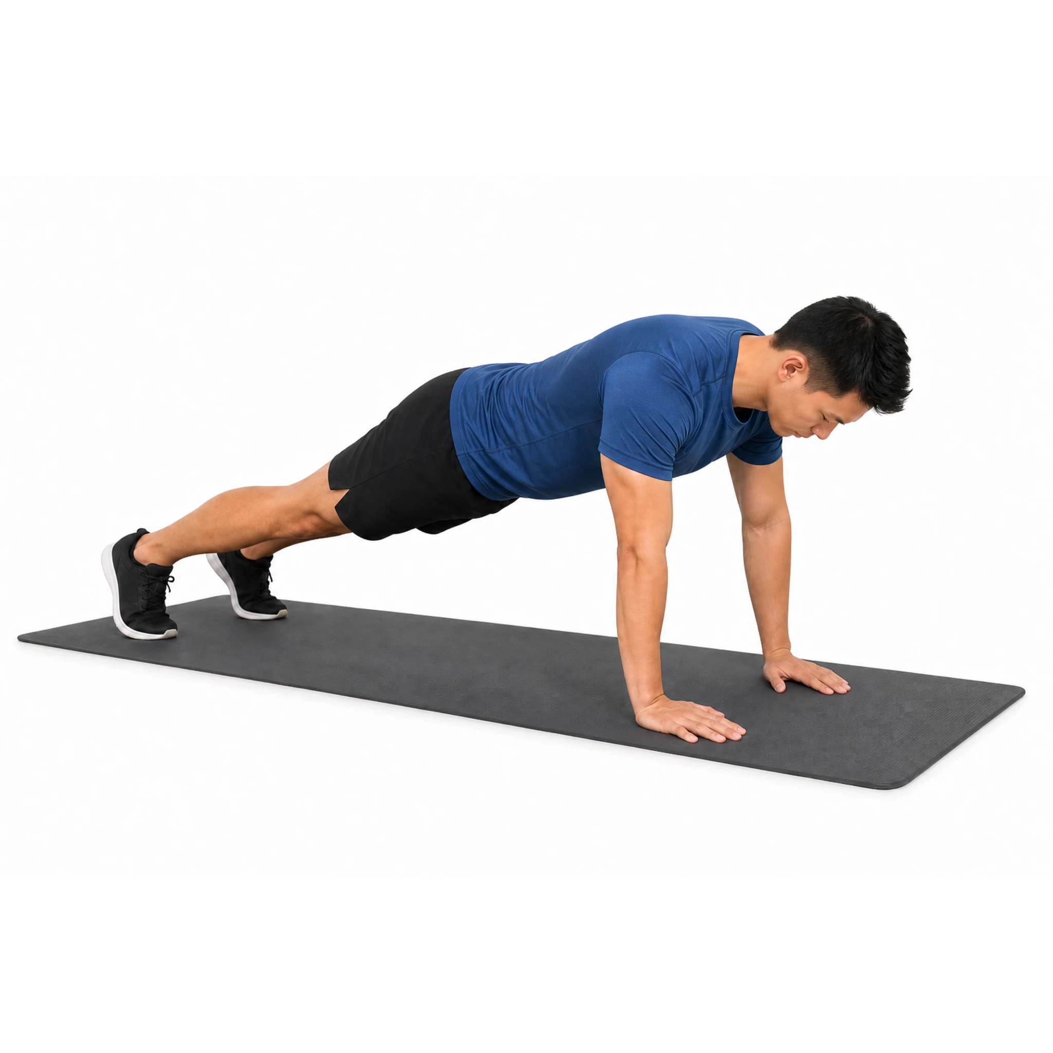 Front Plank with Shoulder Taps - Step 2 of 6: Lift your right hand off floor
