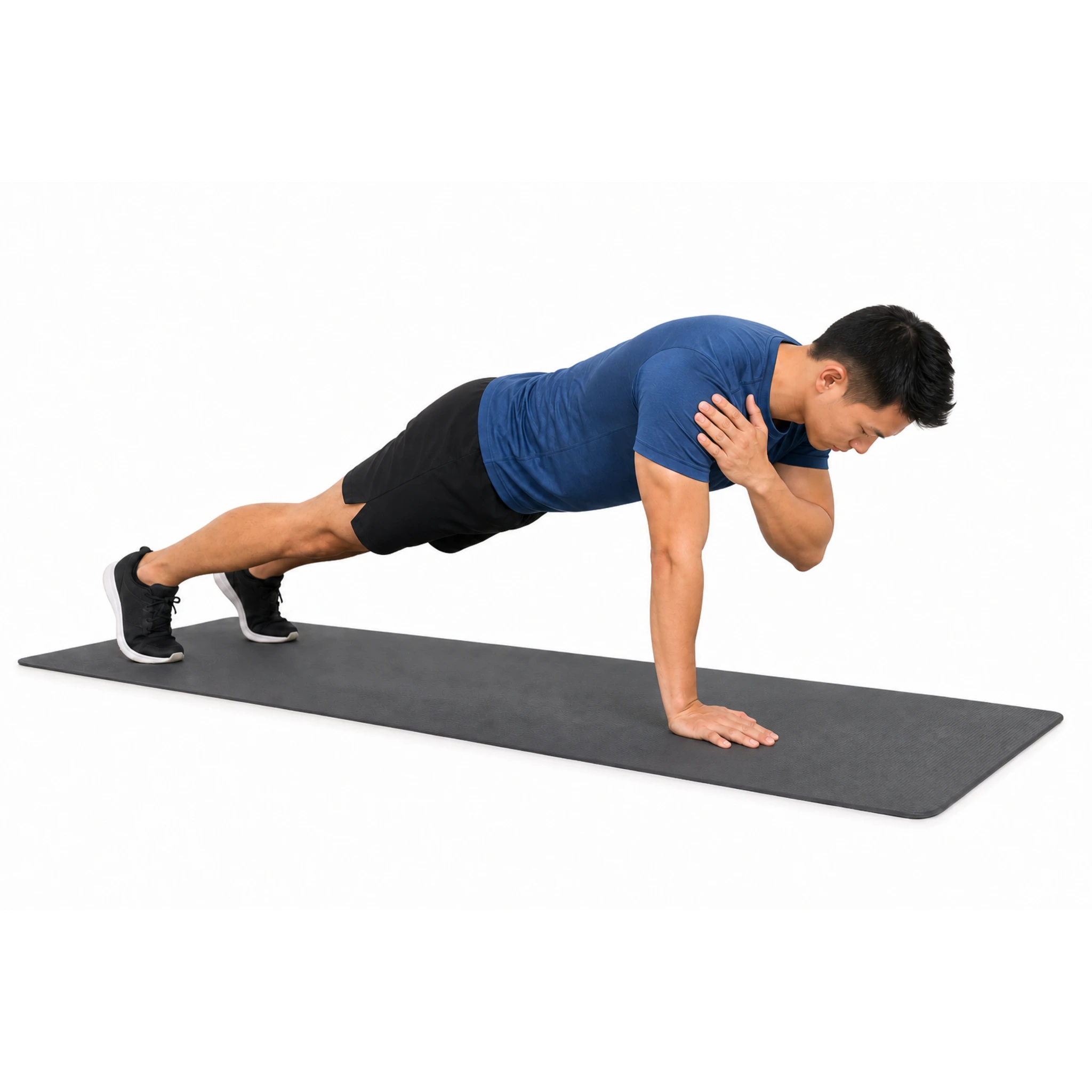 Front Plank with Shoulder Taps - Step 3 of 6: Tap your left shoulder