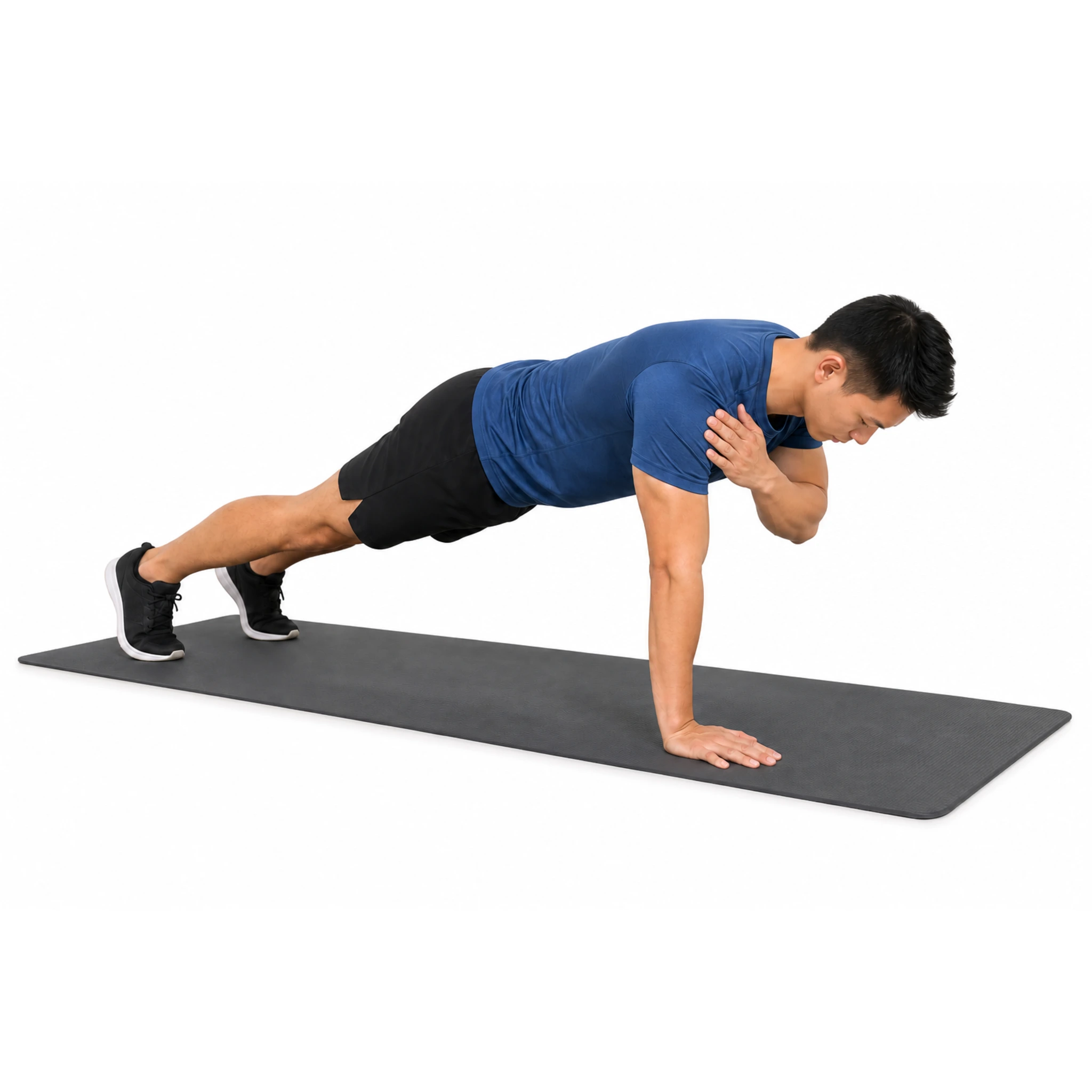 Front Plank with Shoulder Taps - Step 5 of 6: Repeat with left hand to right shoulder