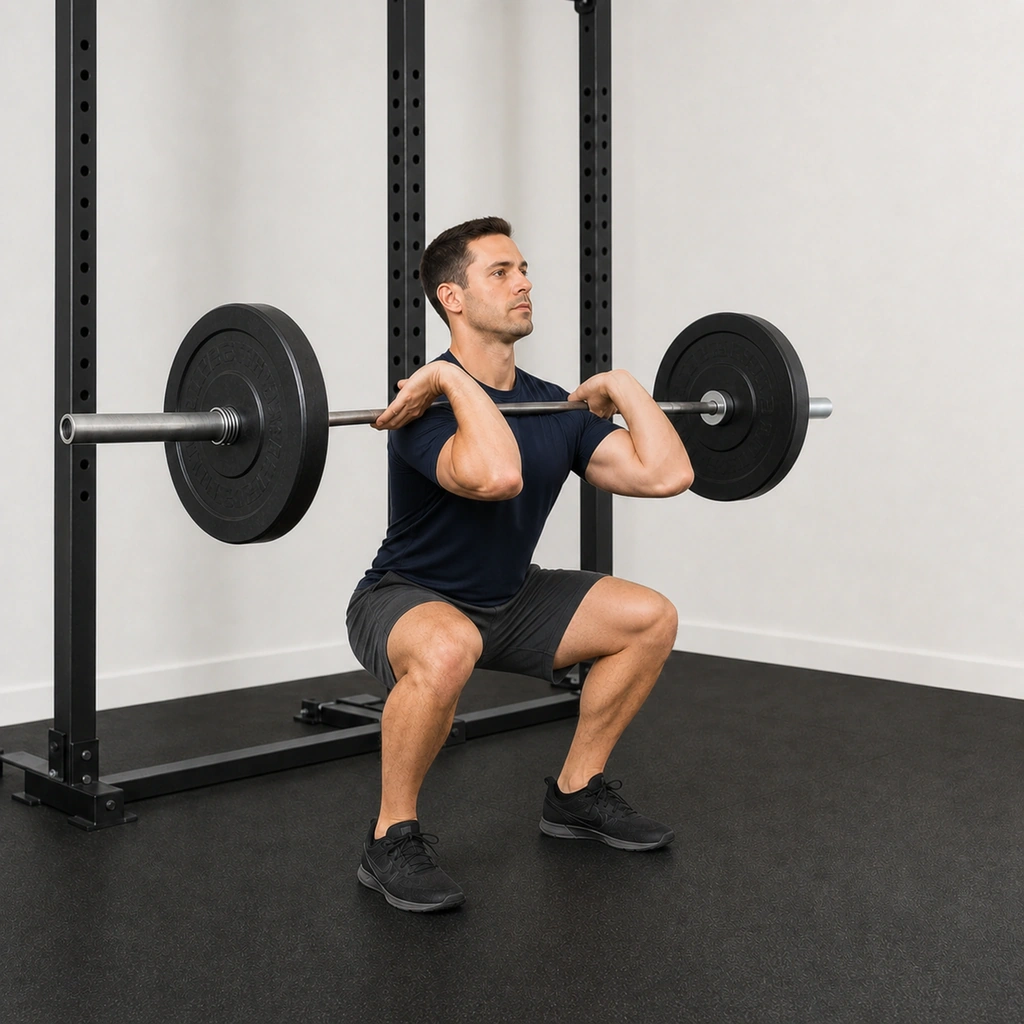 Front Squat - Step 2 of 4: Lower hips between legs
