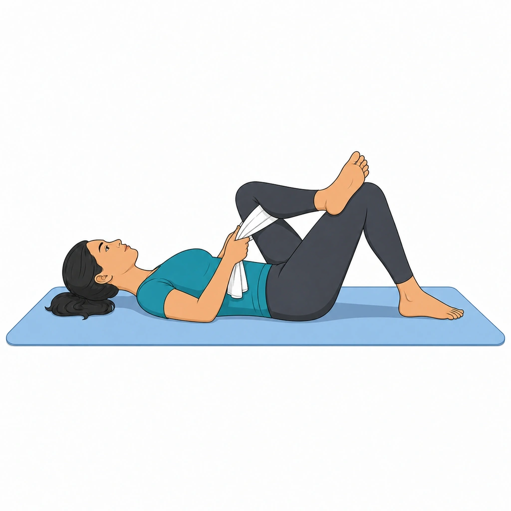 Gentle Figure-4 Glute Stretch - Step 2 of 4: Stop when you feel a mild stretch in the buttock