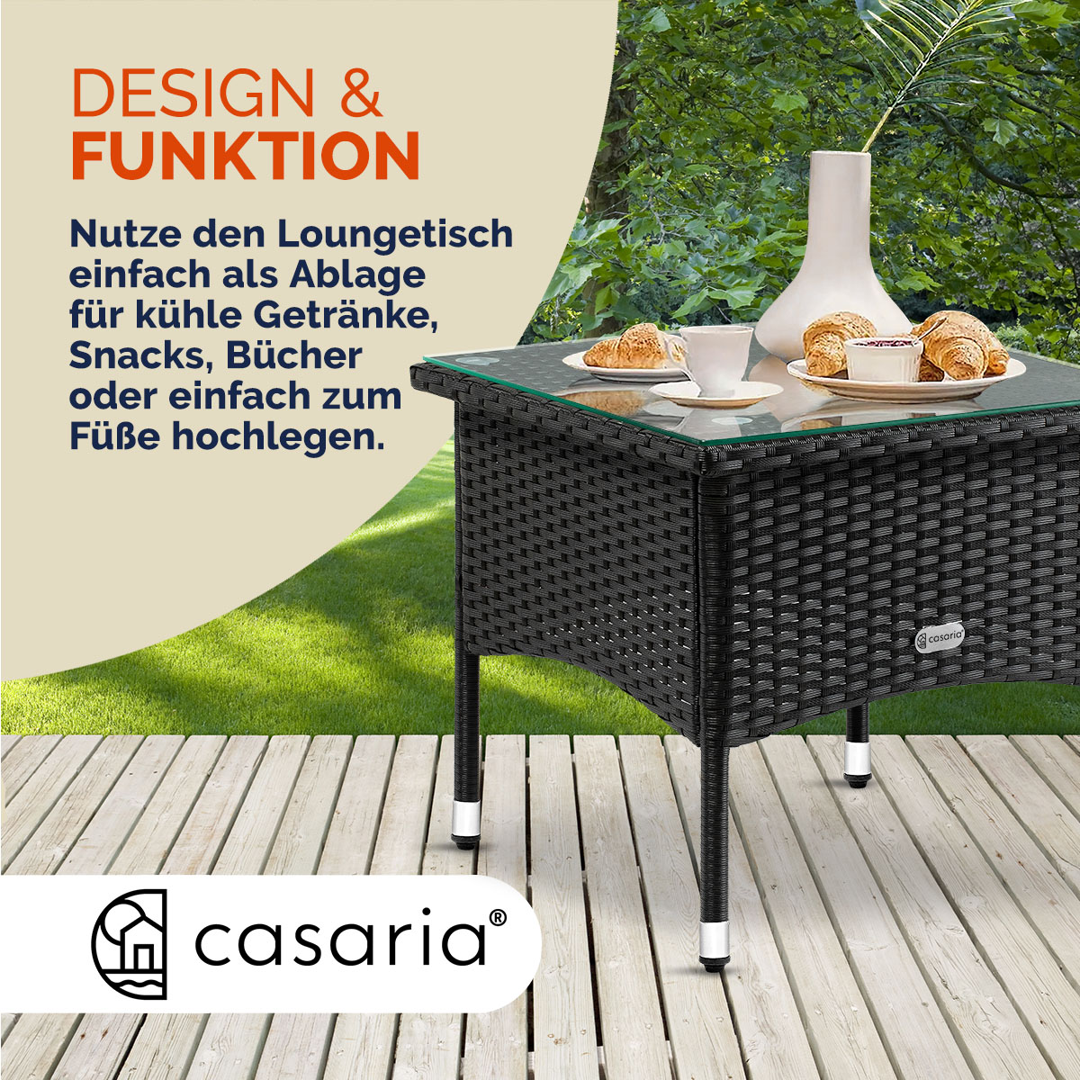 Polyrattan Beistelltisch Schwarz 58x58x42cm