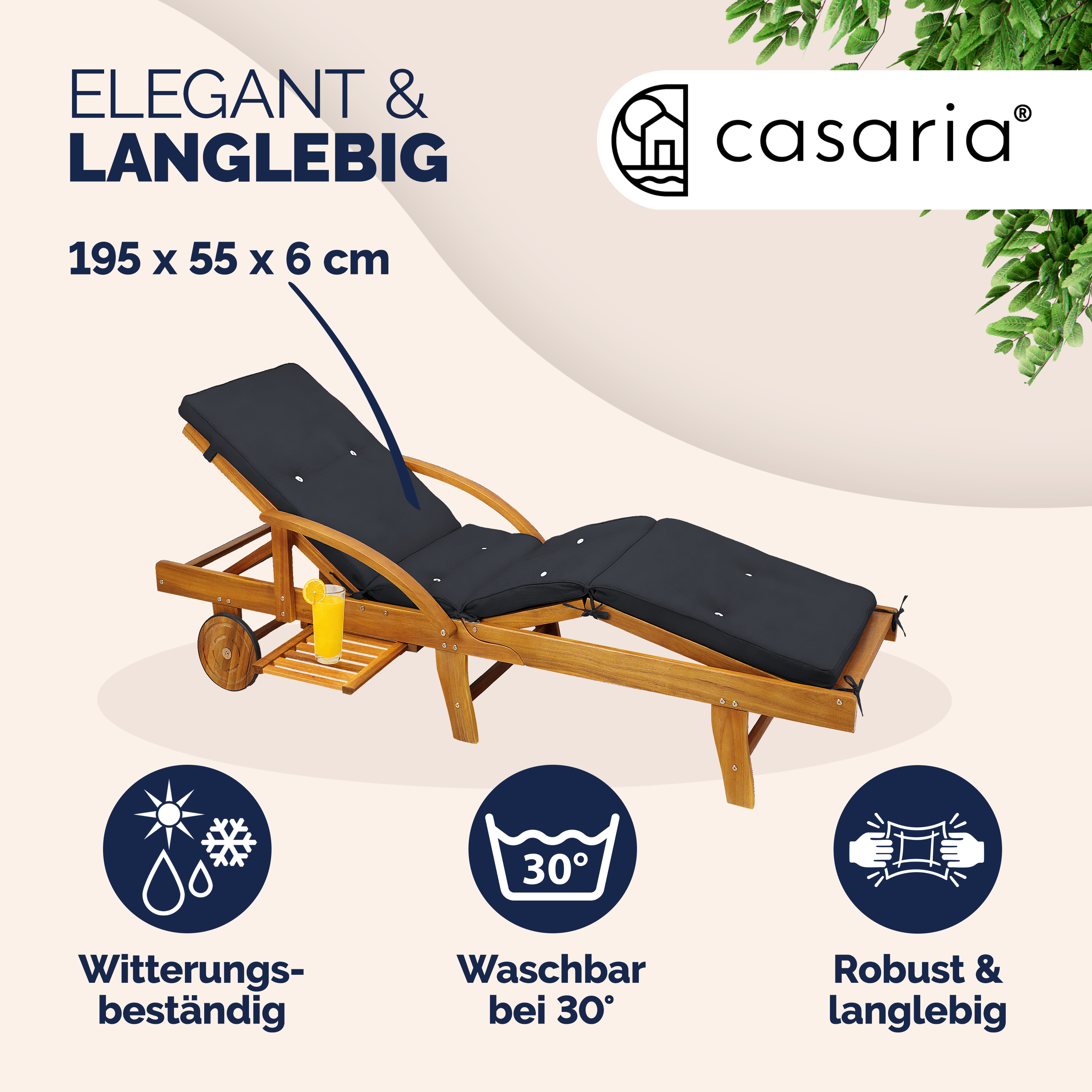 Auflage Sunlounger Anthrazit 195x55x5cm