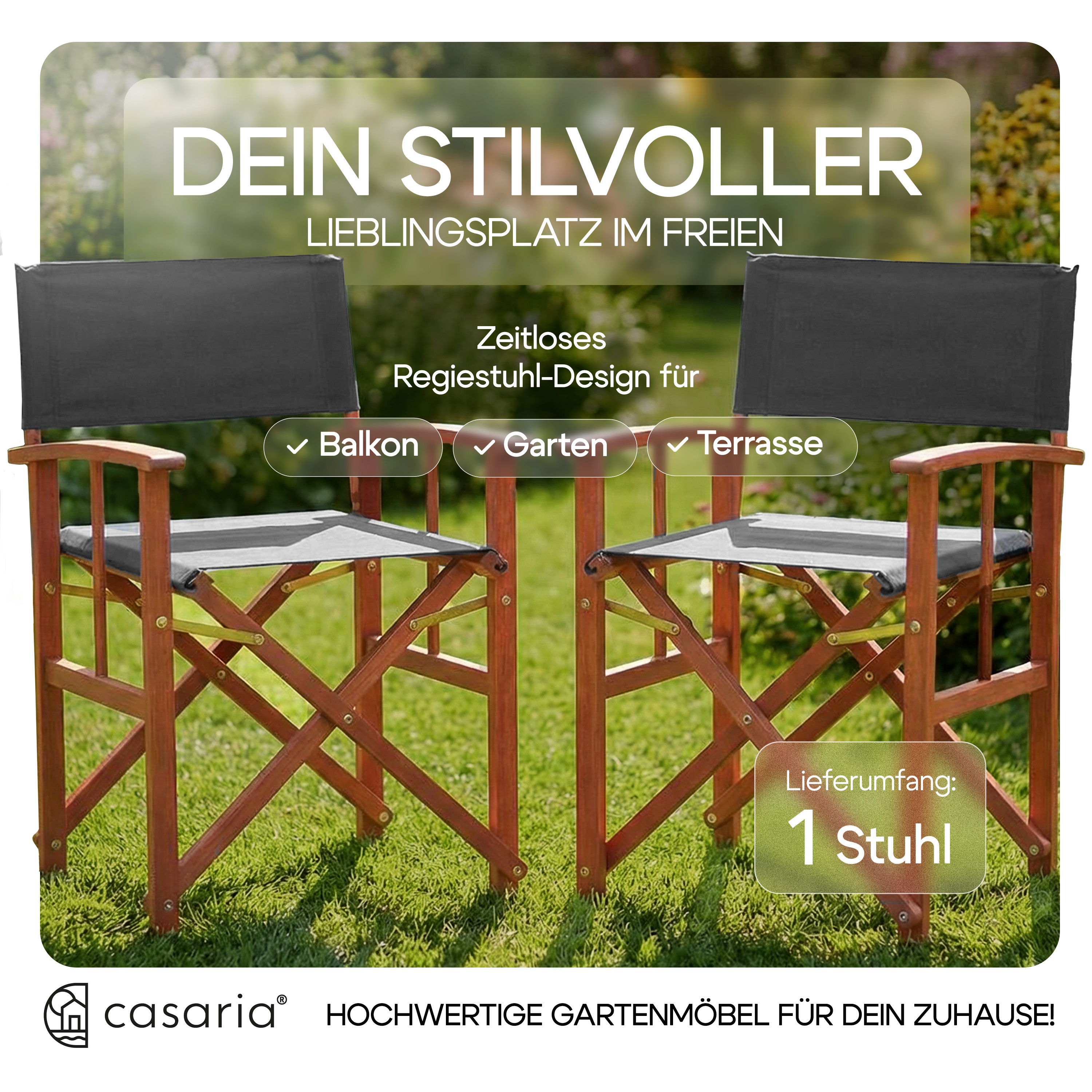 Regiestuhl Anthrazit Eukalyptusholz FSC®-zertifiziert Klappbar