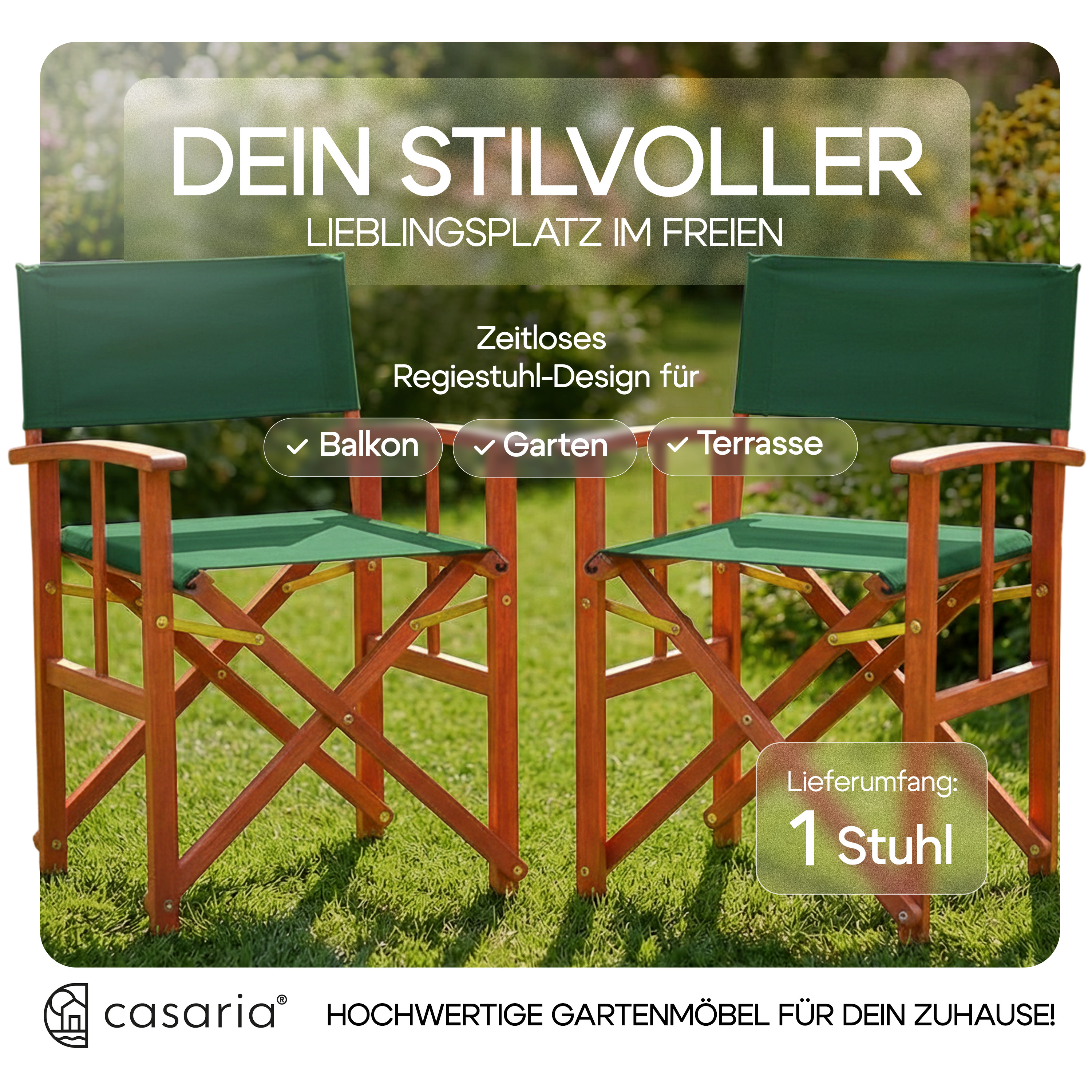 Regiestuhl Grün Eukalyptusholz FSC®-zertifiziert Klappbar
