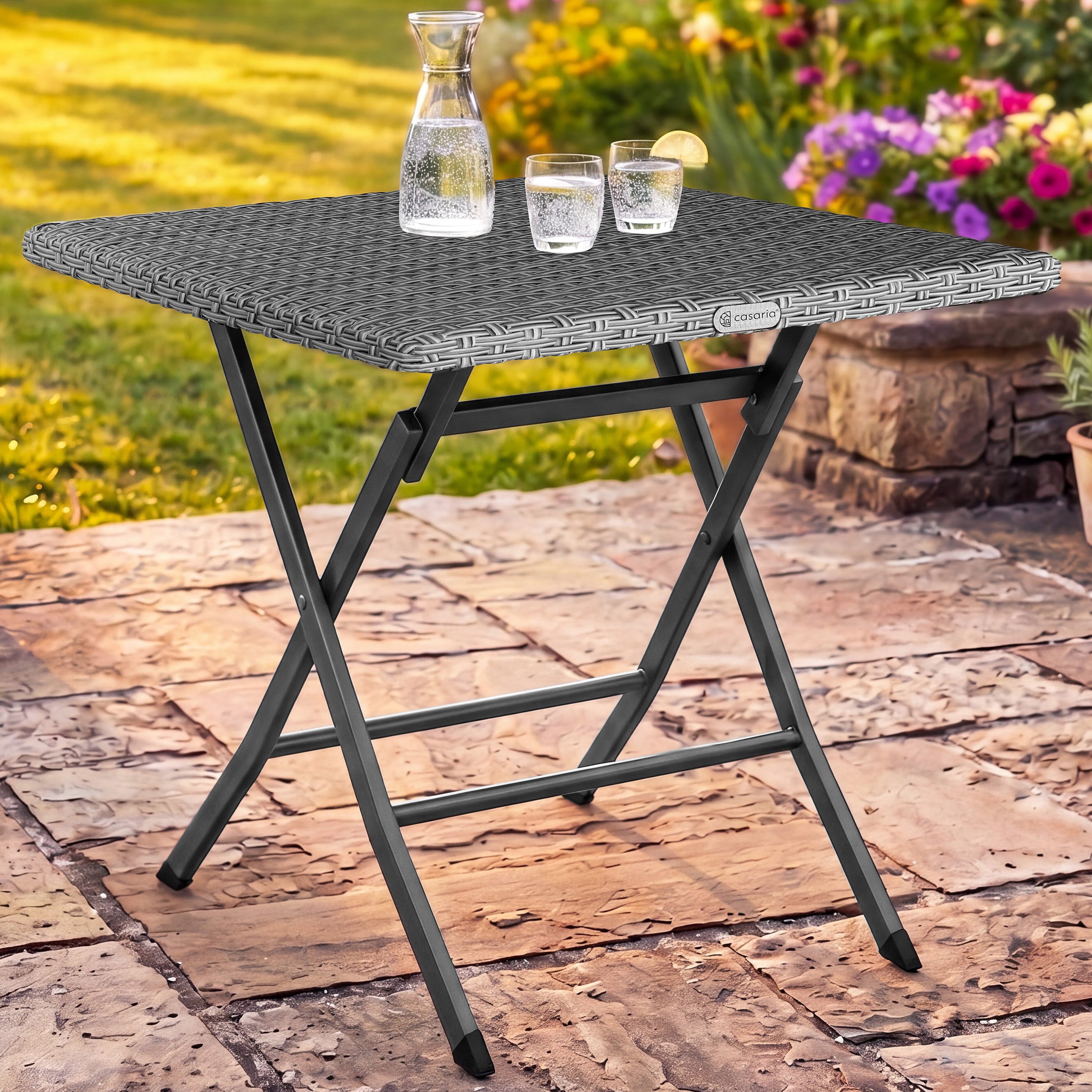 Polyrattan Klapptisch Rom Anthrazit 75x65x65cm