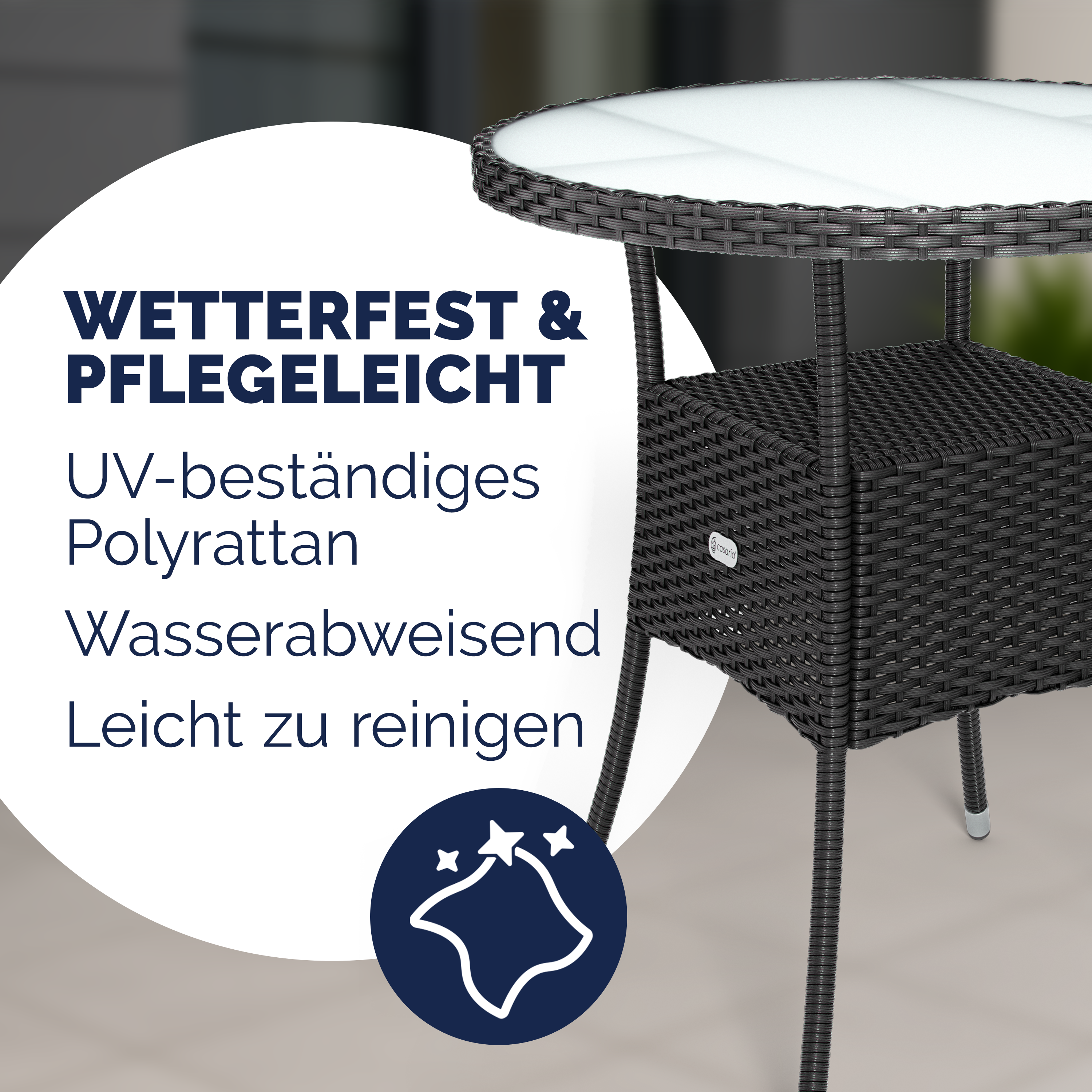 Polyrattan-Tisch Schwarz rund Ø60cm