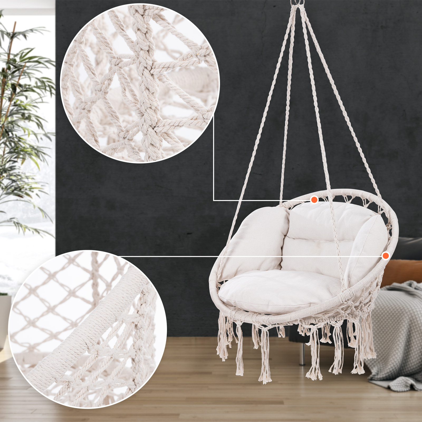 Hängesessel Creme 80x60x140cm