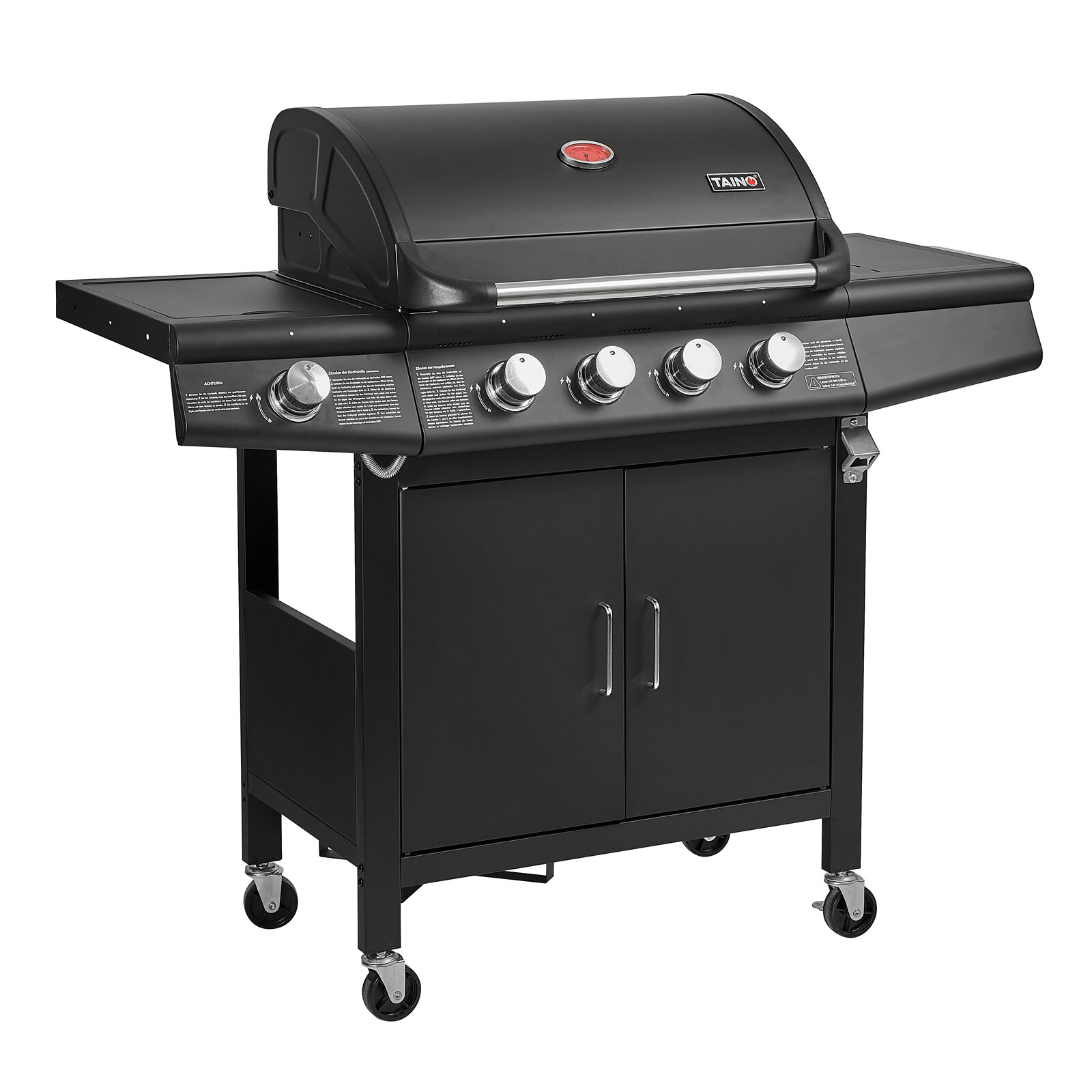 TAINO RED 4+1 Gasgrill BBQ Grillwagen Edelstahl Brenner Seitenkocher Thermometer