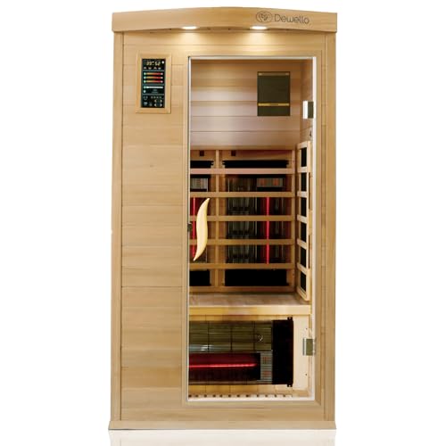 Dewello Infrarotkabine Infrarotsauna PIERSON PRO 100cm x 100cm Hemlock Zeder inkl. DUO Strahler, Vollspektrumstrahler, Bodenstrahler