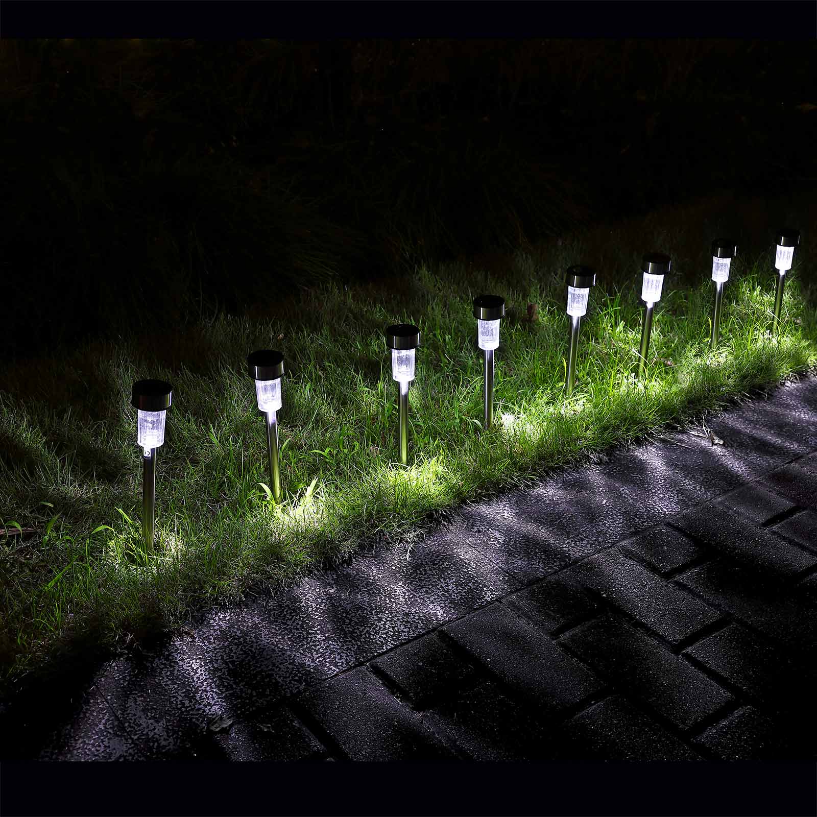 LED Solarleuchte 16er-Set Edelstahl