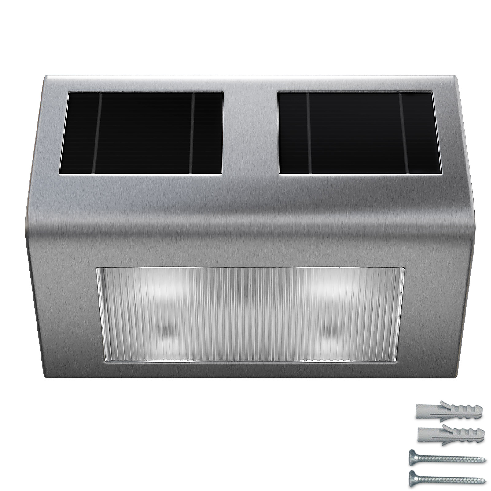 LED Solar-Wandleuchte 2er-Set Edelstahl