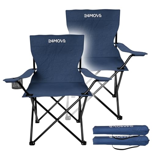 24MOVE® Campingstuhl Klappstuhl Outdoor Angelstuhl Camping faltbar blau 2er Set