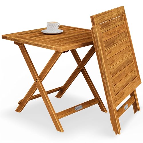 Gartentisch klappbar Akazienholz 46cm massiv platzsparend elegant