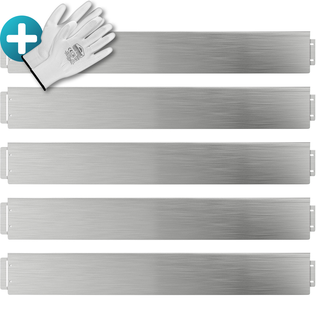 Beeteinfassung 5er-Set Silber Metall 5mx18cm