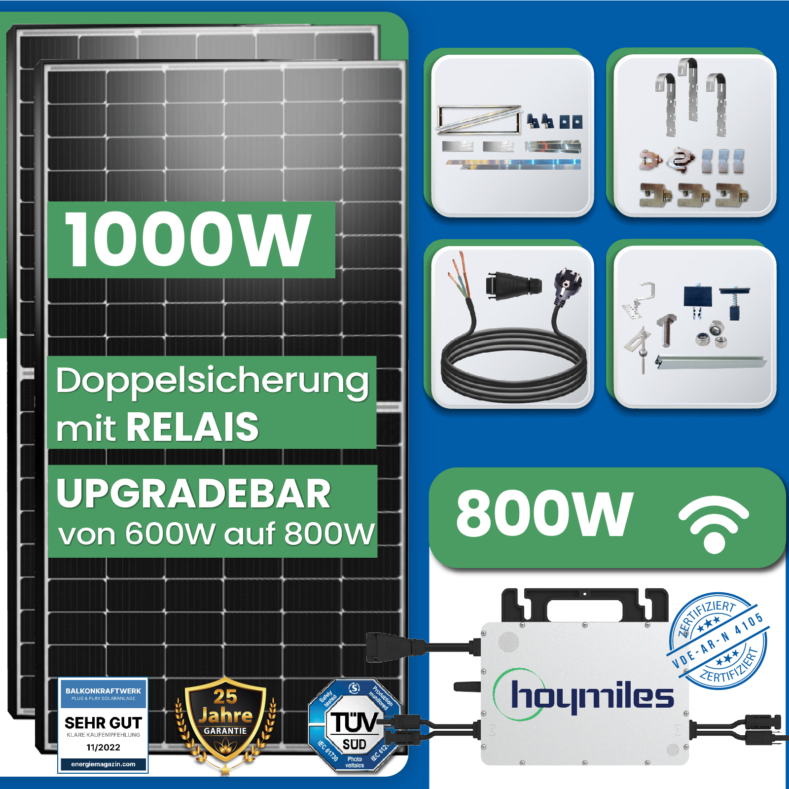 1000W Balkonkraftwerk mit Hoymiles Wechselrichter | EPP Solar