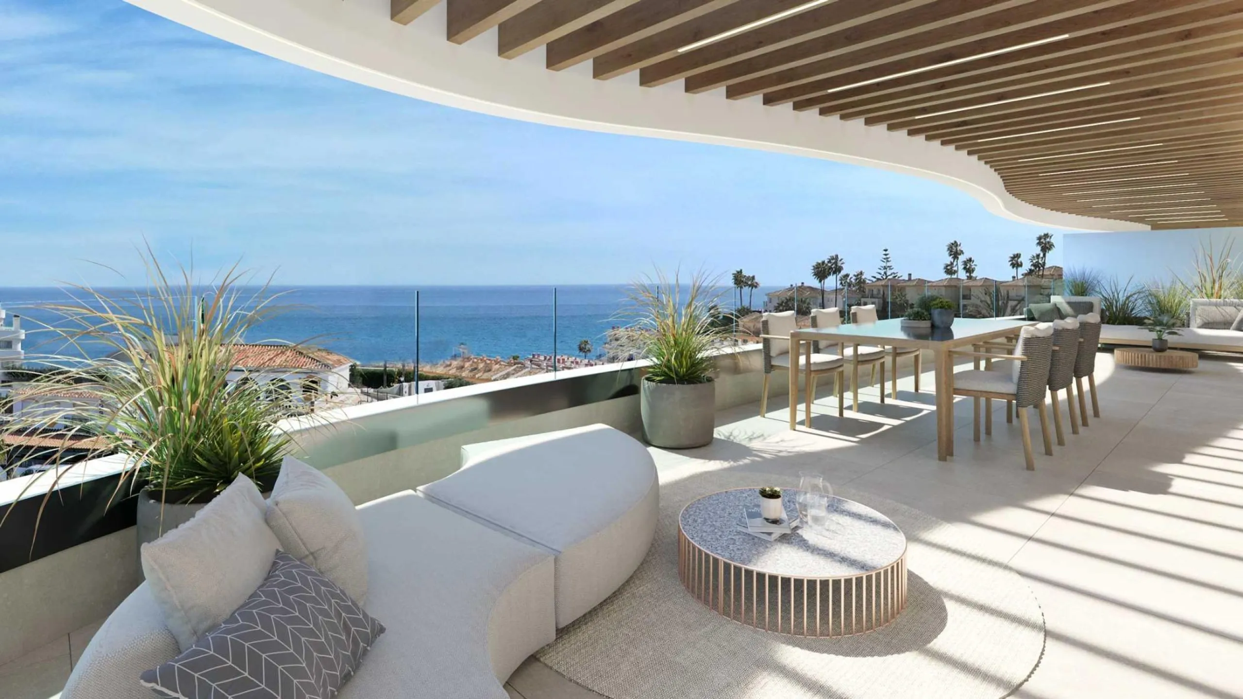 Exclusive project of 22 flats of 2 and 3 bedrooms. Its elevated position allows you to enjoy perfect views of the Mediterranean Sea. Penthouses with large terraces, and ground floor apartments with private garden and swimming pool. Large windows flood the