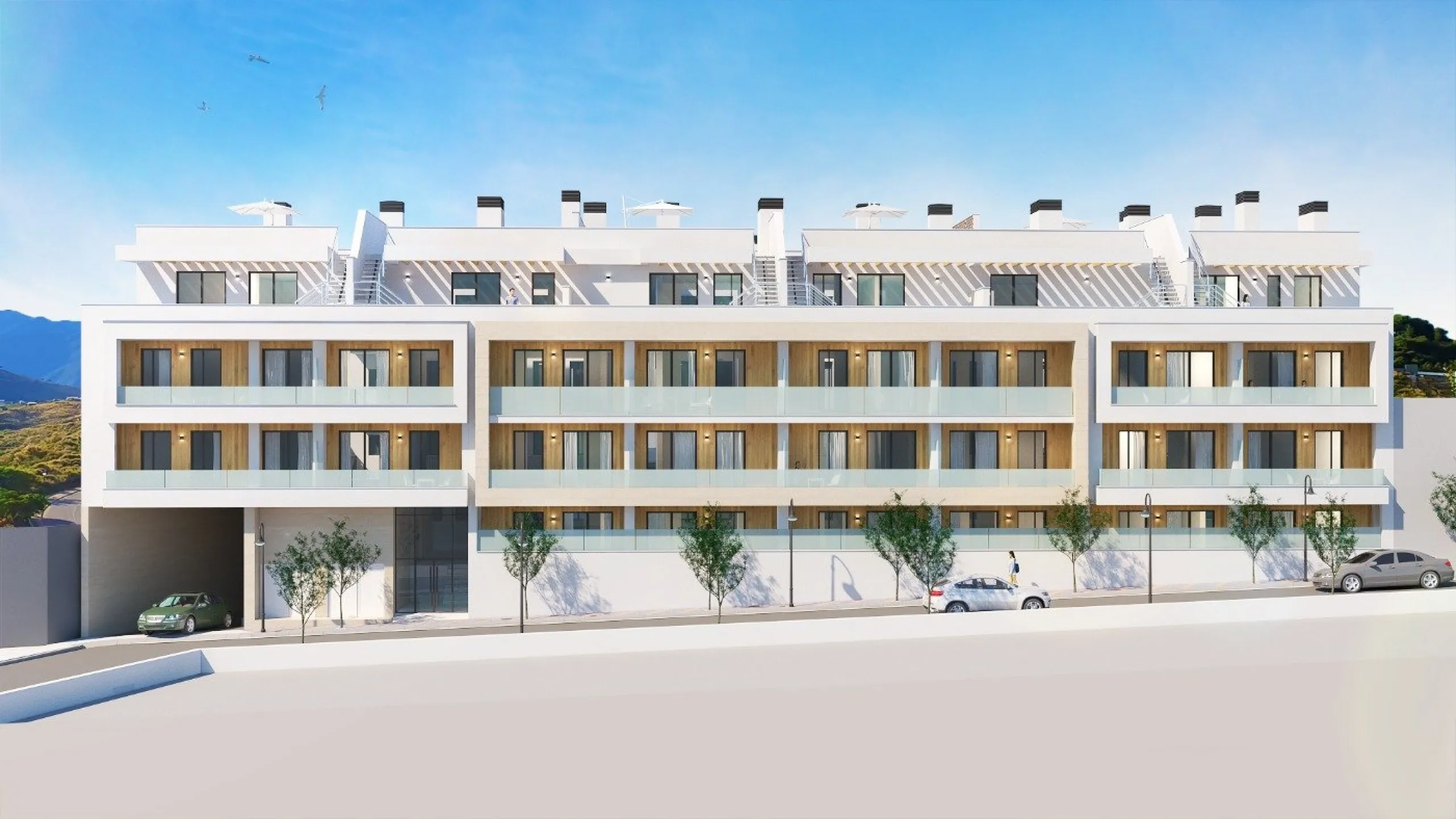 NEW BUILD APARTMENTS IN MIJAS COSTA& & Delivery in May 2025& & New Build beautiful development of 56 apartments of 1, 2 and 3 bedrooms and excellent penthouses in Mijas Costa.& & It has a communal swimming pool area and multipurpose room
