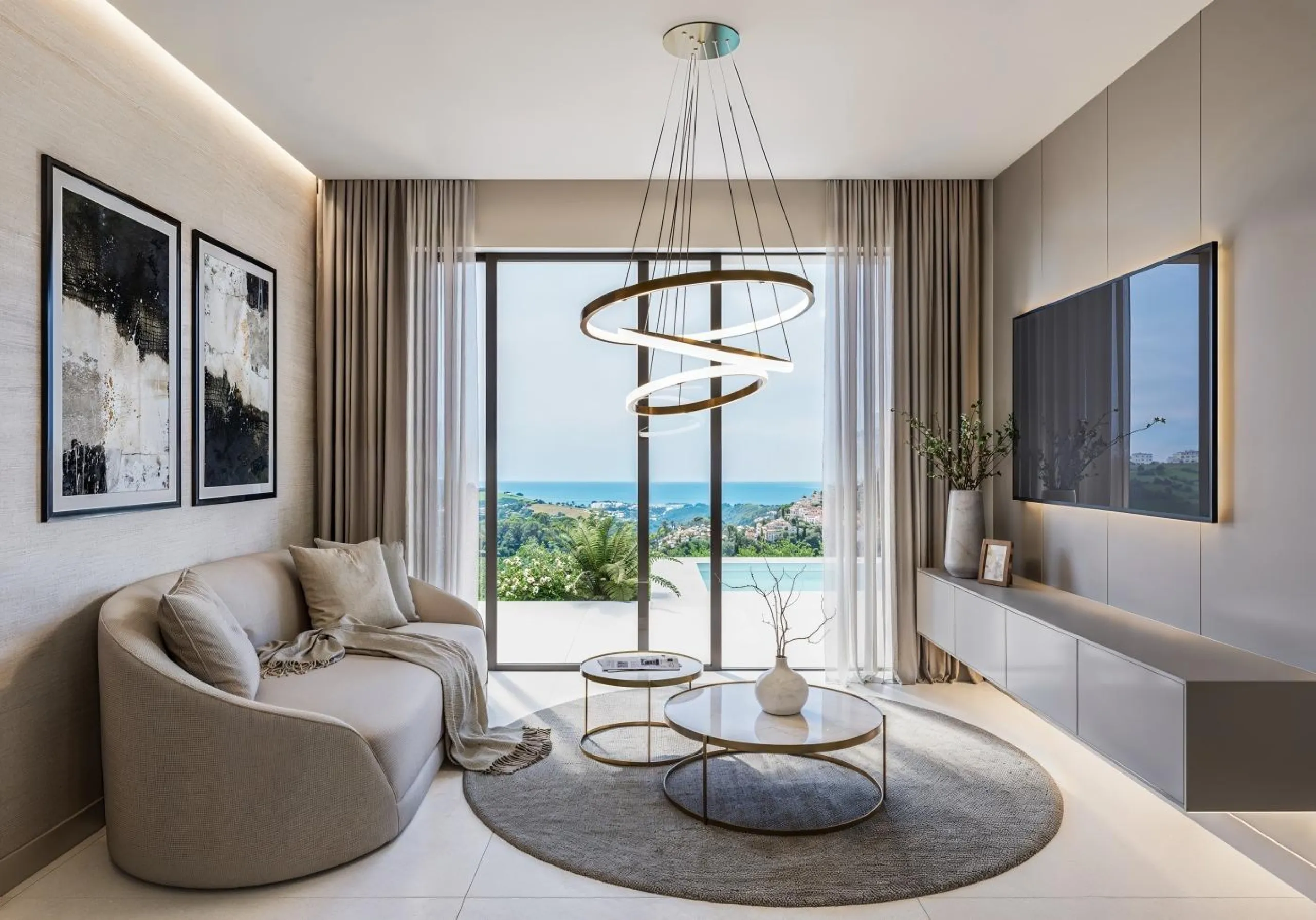 Luxury New Build Attached Villas with Sea Views and private pool in Casares del Sol& & Exclusive Residential Development in Casares del Sol& This elegant new build residential project features 55 attached villas with private swimming pools, ideal