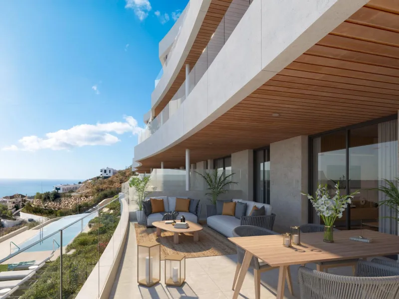 New Build Apartments with Sea Views in Rincon de la Victoria& & Contemporary Residential Living Inspired by the Mediterranean& This new build residential project in Rincon de la Victoria has been designed to evoke emotion, comfort and a true sens