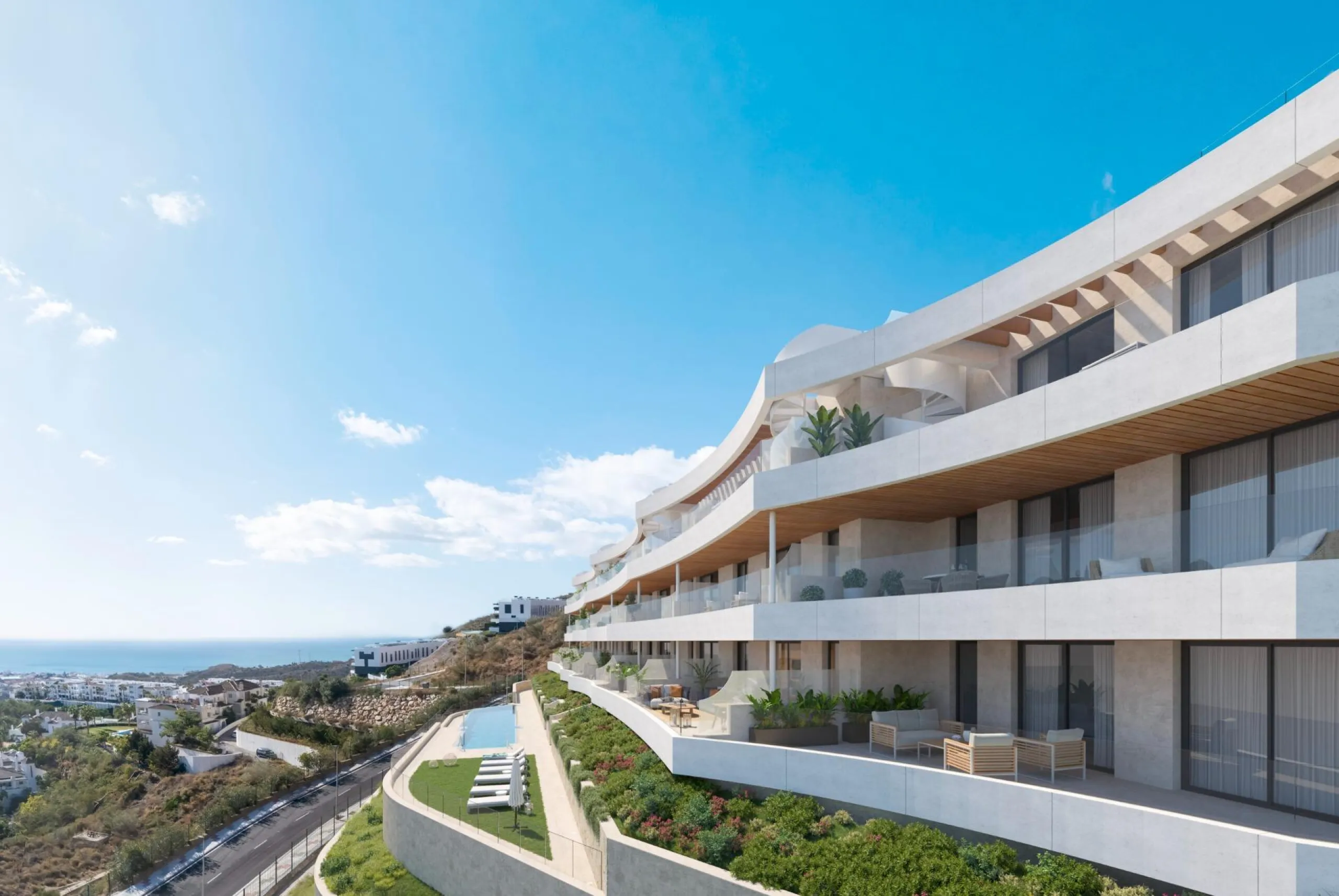 New Build Apartments with Sea Views in Rincon de la Victoria& & Contemporary Residential Living Inspired by the Mediterranean& This new build residential project in Rincon de la Victoria has been designed to evoke emotion, comfort and a true sens