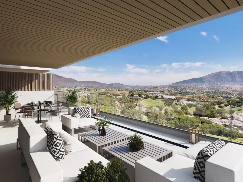 New Build Golf Front Apartments with Sea Views in La Cala de Mijas& & Exclusive Residential Living on the Front Line of La Cala Golf& This exceptional new build residential complex is located on the front line of the renowned La Cala Golf Resort,