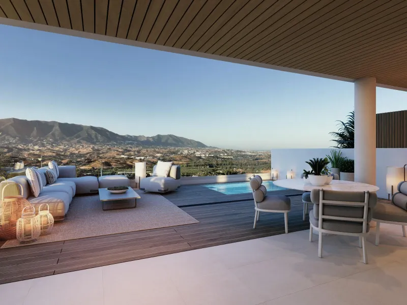 New Build Golf Front Apartments with Sea Views in La Cala de Mijas& & Exclusive Residential Living on the Front Line of La Cala Golf& This exceptional new build residential complex is located on the front line of the renowned La Cala Golf Resort,